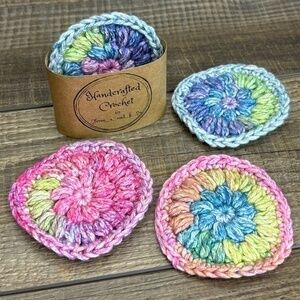 Handcrafted Crochet Face Round Makeup Remover Scrubbies Set Cotton Yarn